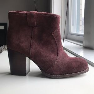 Splendid Faux Suede Burgundy Booties